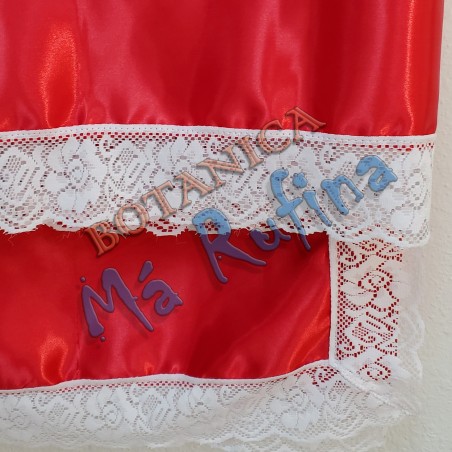 Pañuelo Rojo de Satin con Bordes de Encaje